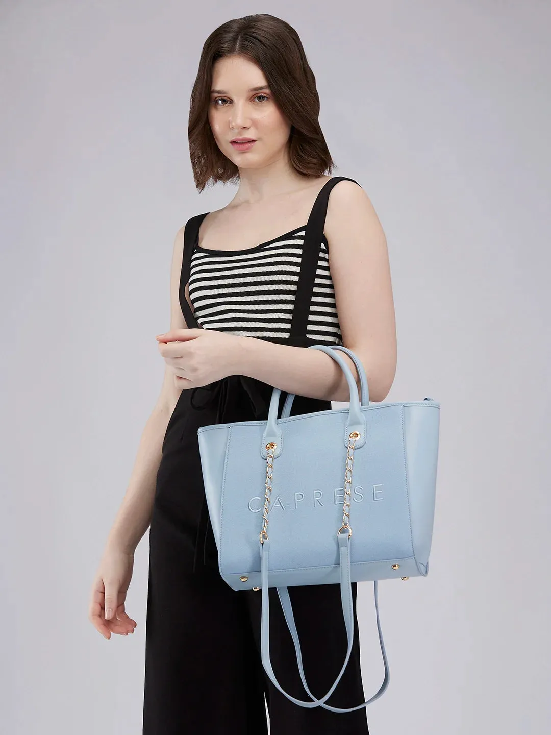 Caprese Brooklyn Large Blue Tote Bag