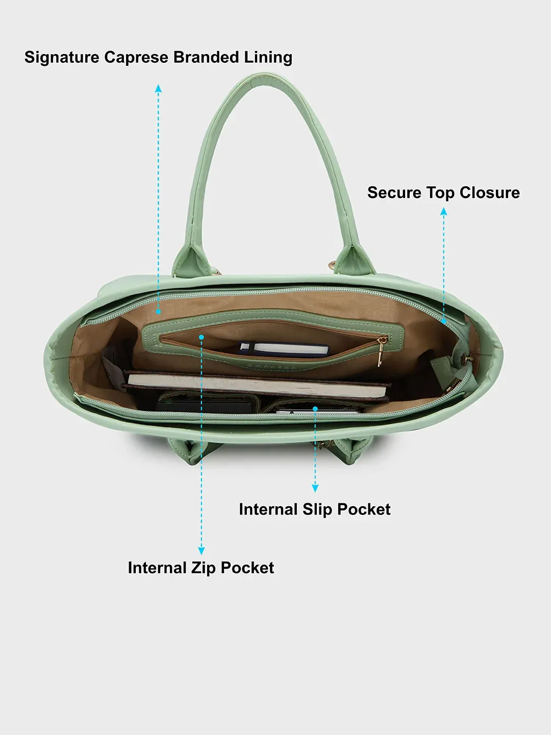 Caprese Brooklyn Large Green Tote Bag