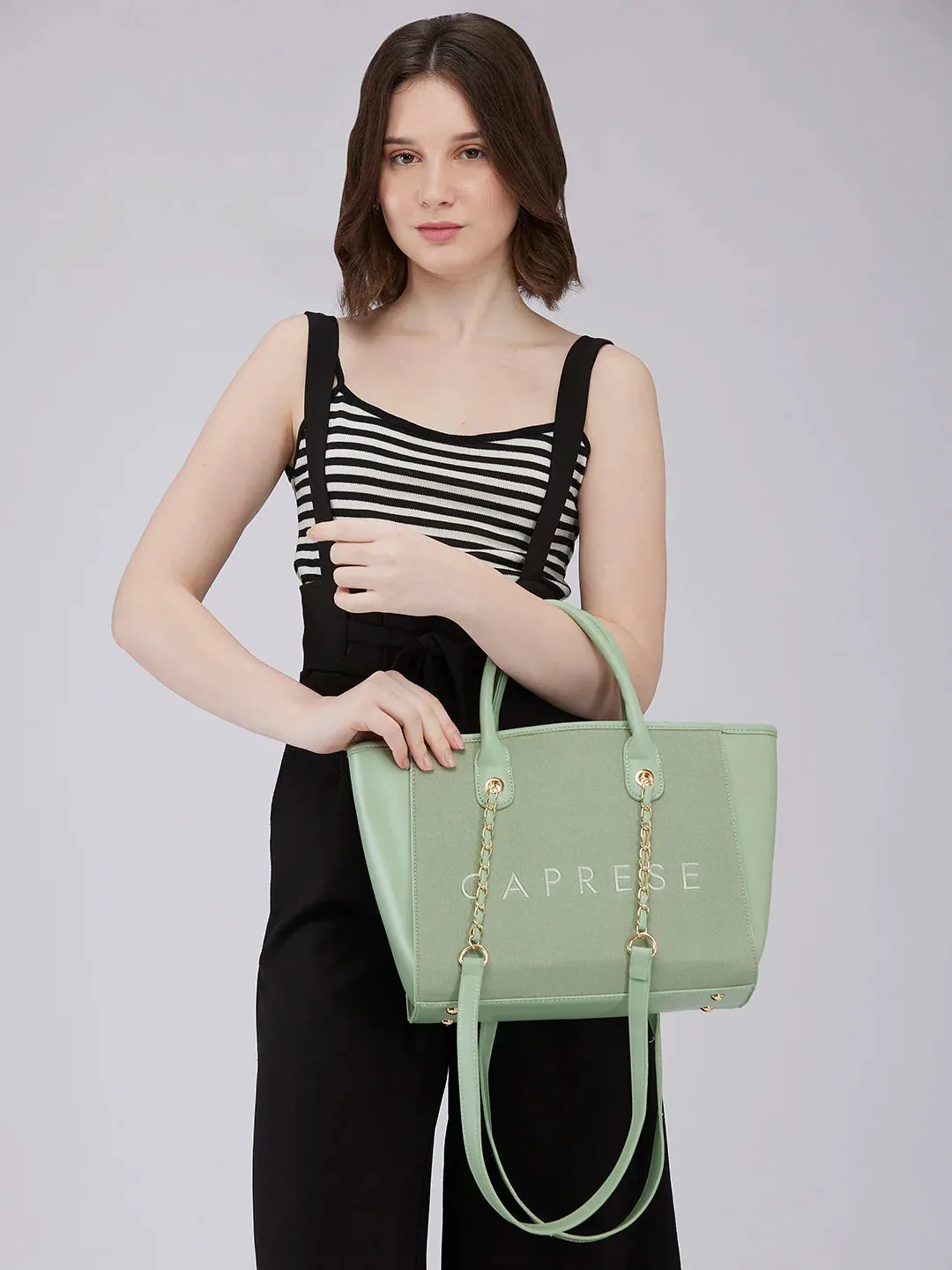 Caprese Brooklyn Large Green Tote Bag