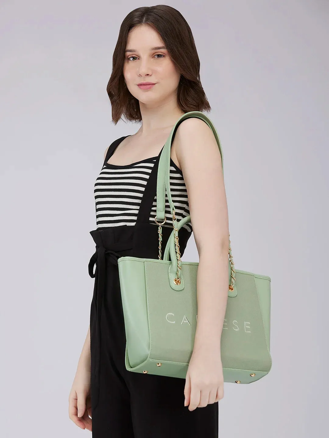 Caprese Brooklyn Large Green Tote Bag