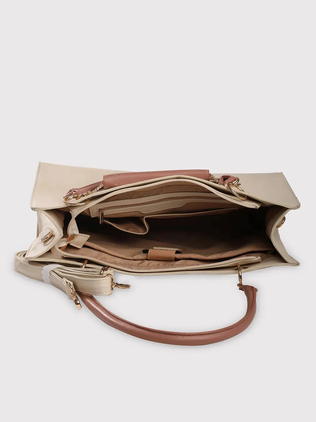 Caprese Capri Large Beige Laptop Satchel