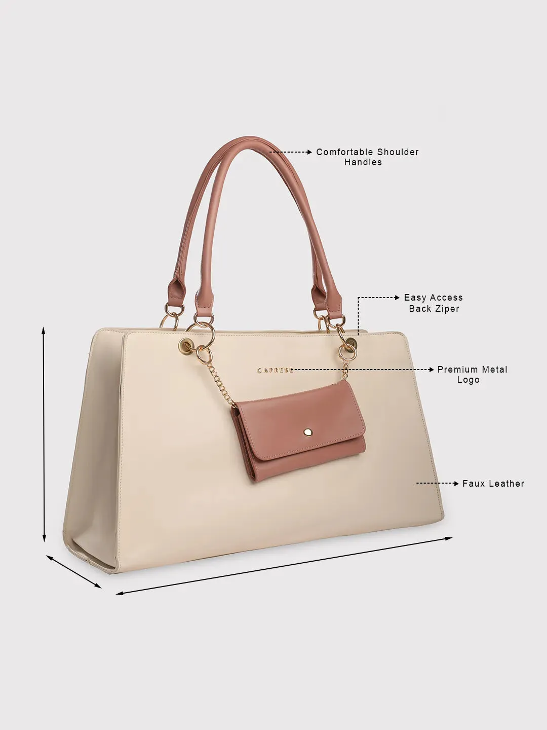 Caprese Capri Large Beige Laptop Satchel