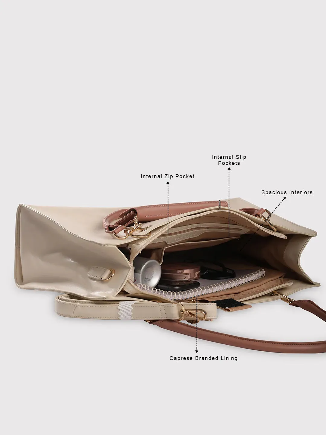 Caprese Capri Large Beige Laptop Satchel