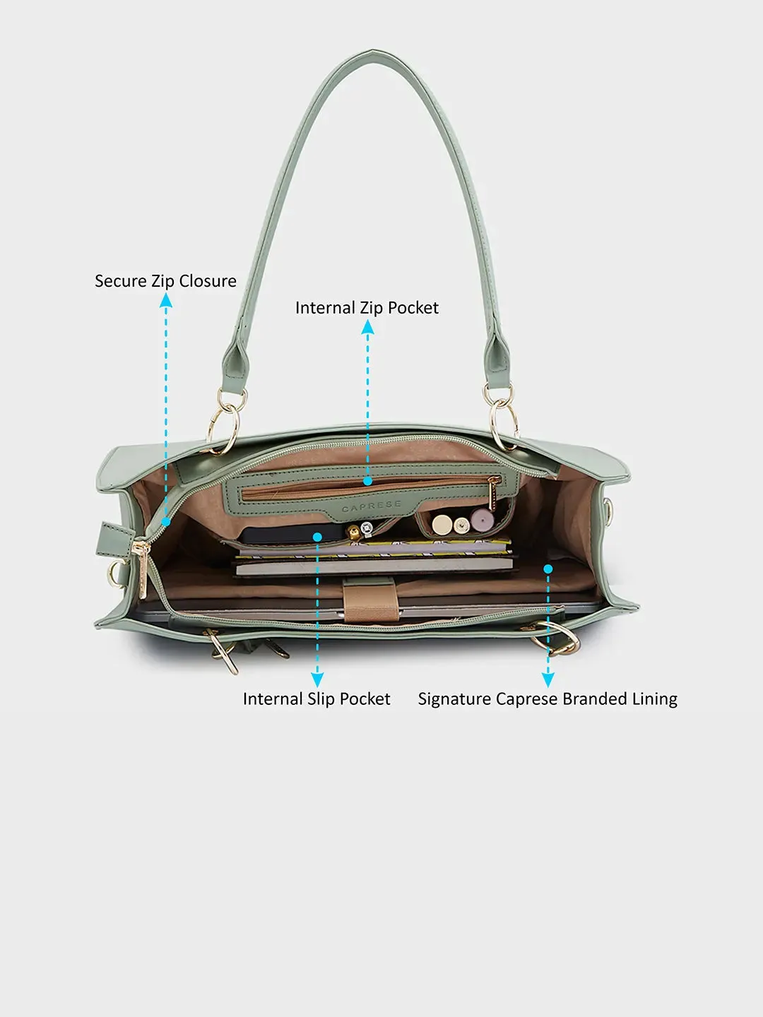 Caprese Capri Large Mint Laptop Satchel