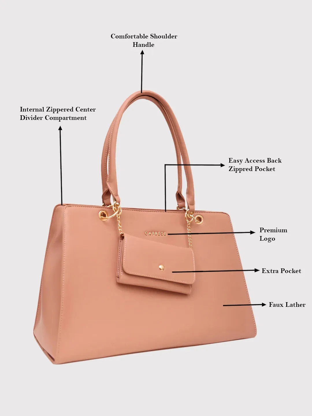Caprese Capri Satchel Large Pink Laptop Bag