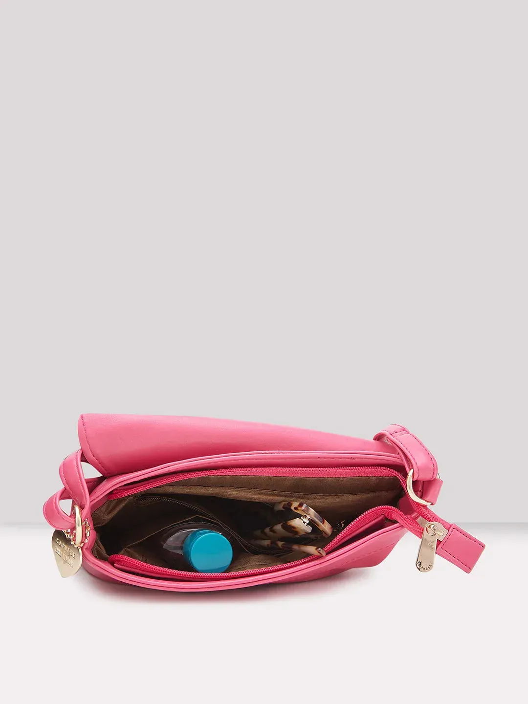 Caprese Emily In Paris Printed Small Fuchsia Satchel Bag