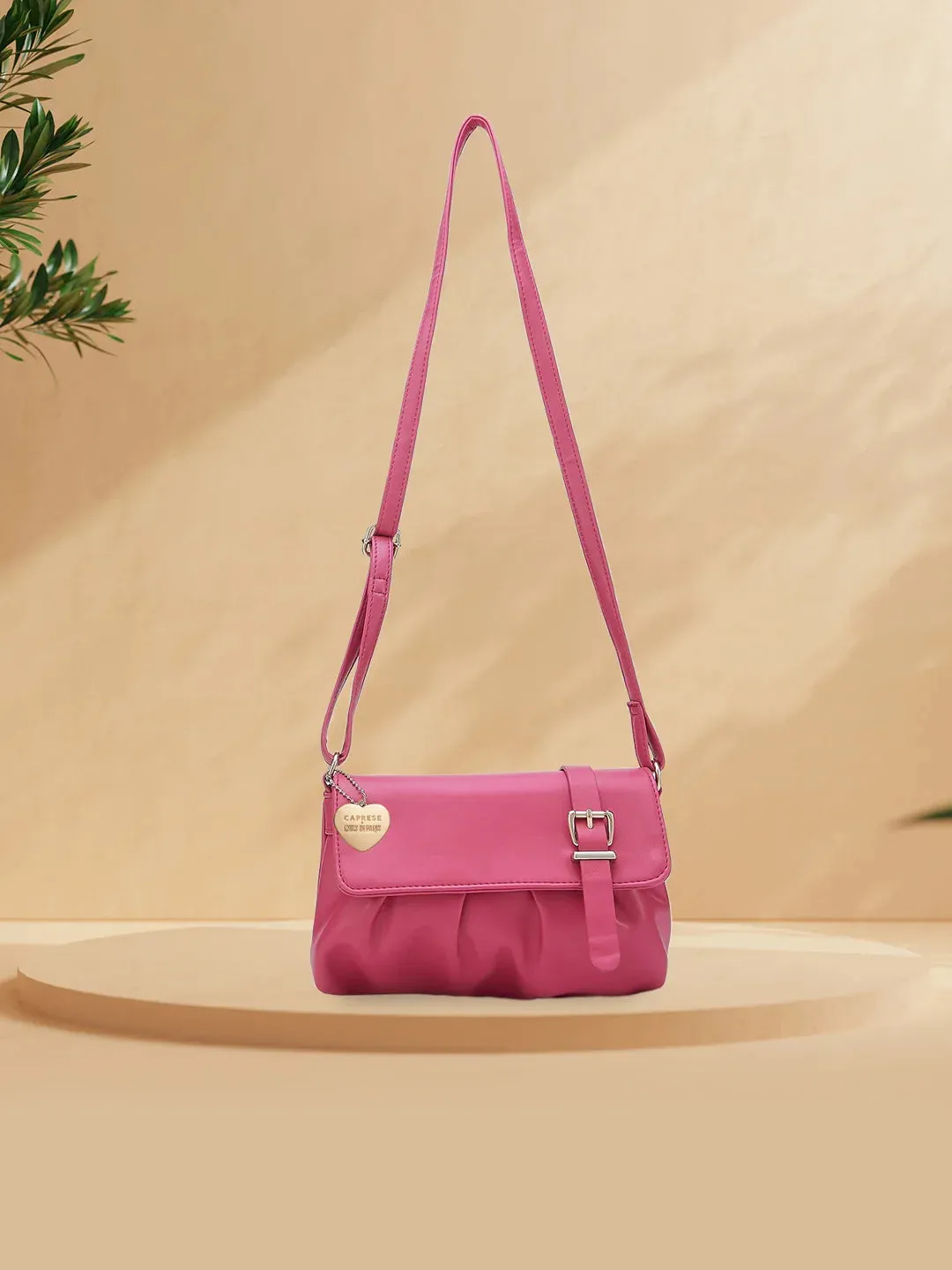 Caprese Emily In Paris Printed Small Fuchsia Satchel Bag