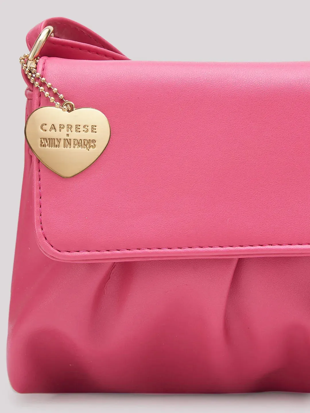 Caprese Emily In Paris Printed Small Fuchsia Satchel Bag