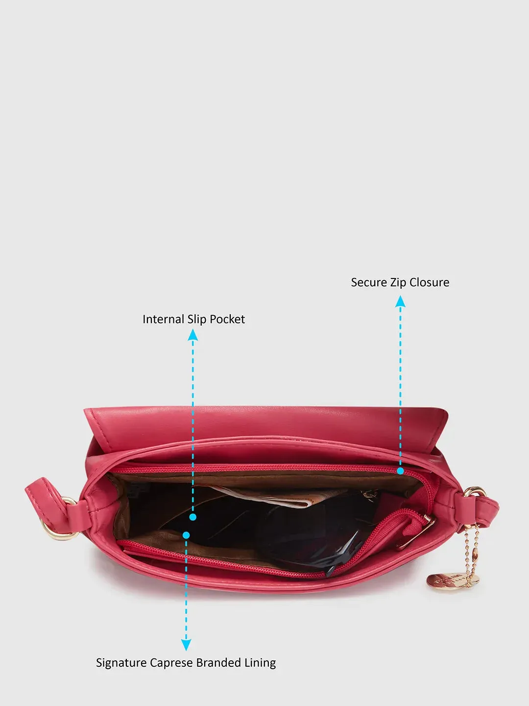 Caprese Emily In Paris Printed Small Fuchsia Satchel Bag