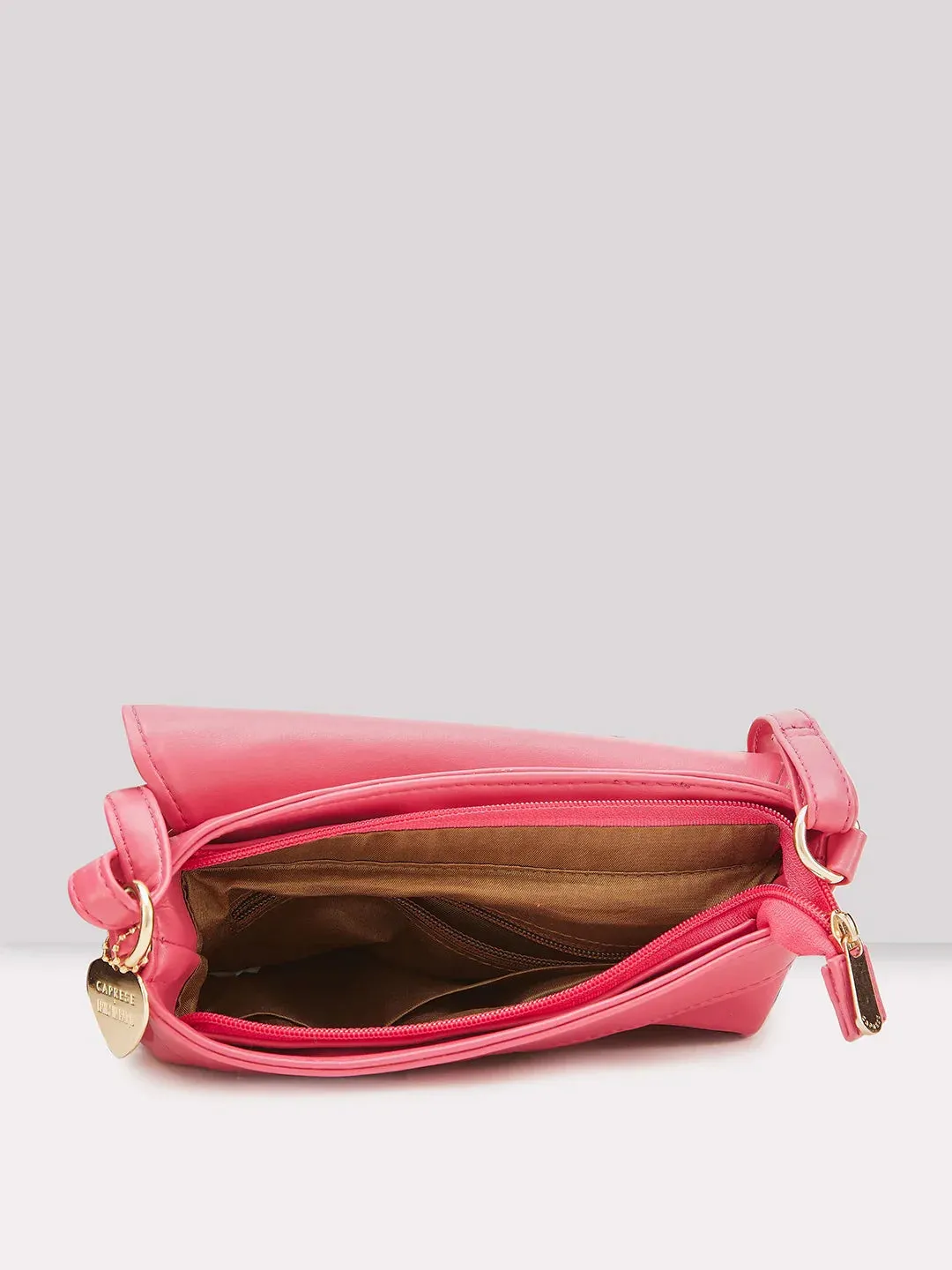 Caprese Emily In Paris Printed Small Fuchsia Satchel Bag