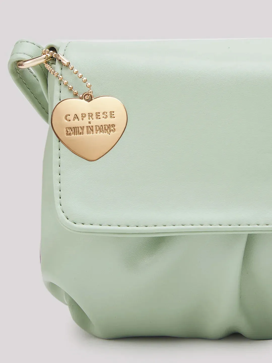 Caprese Emily In Paris Printed Small Mint Satchel Bag