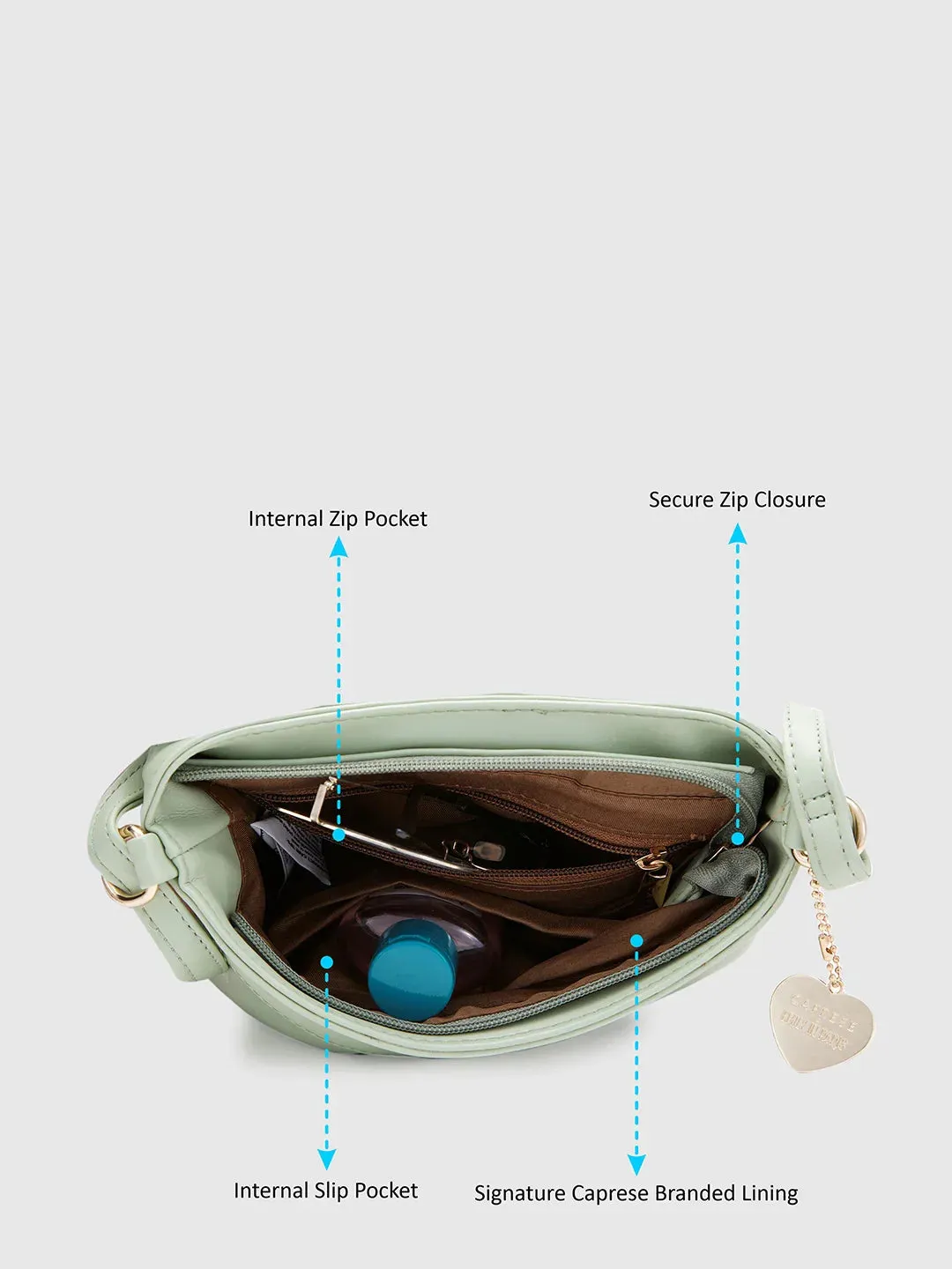 Caprese Emily In Paris Printed Small Mint Satchel Bag