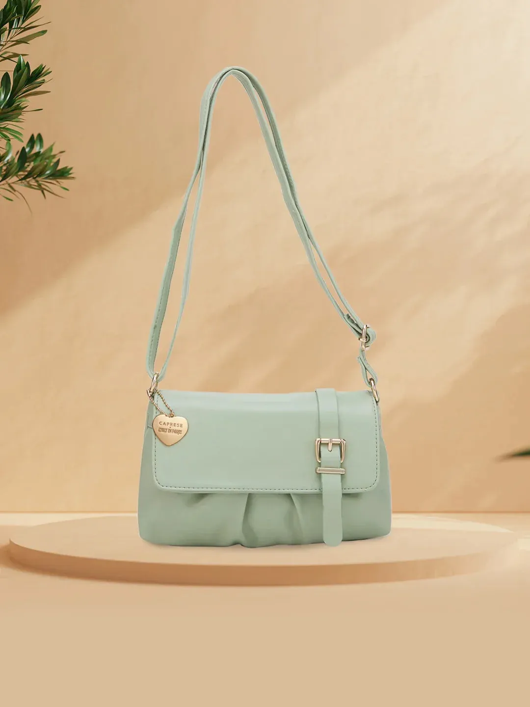 Caprese Emily In Paris Printed Small Mint Satchel Bag