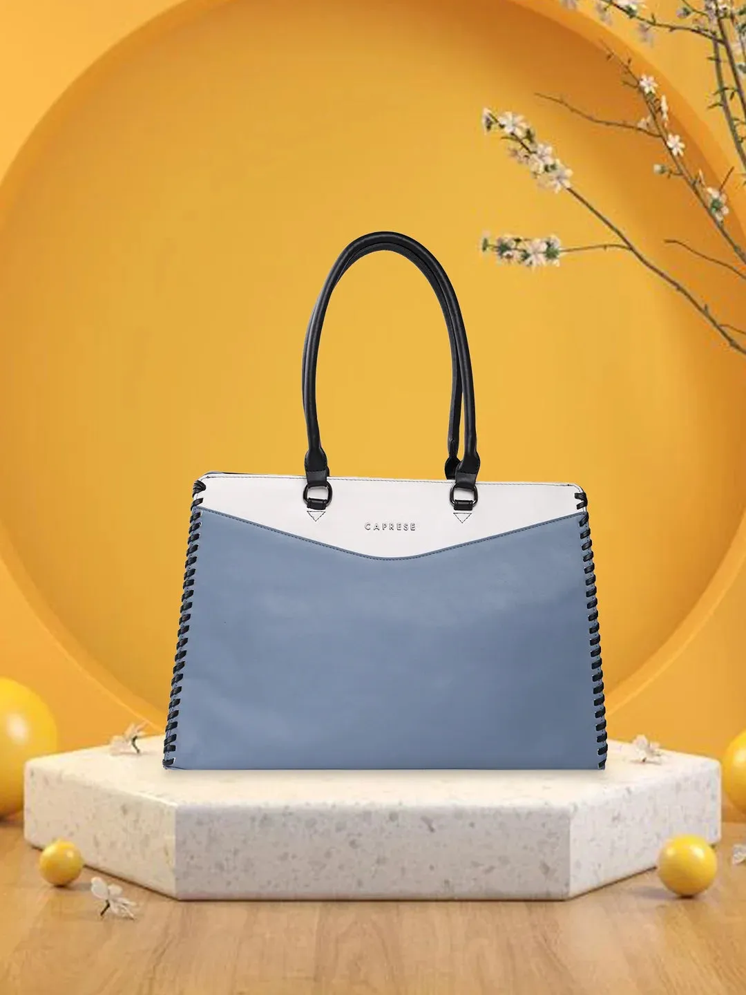 Caprese Rome Large Blue Laptop Satchel Bag