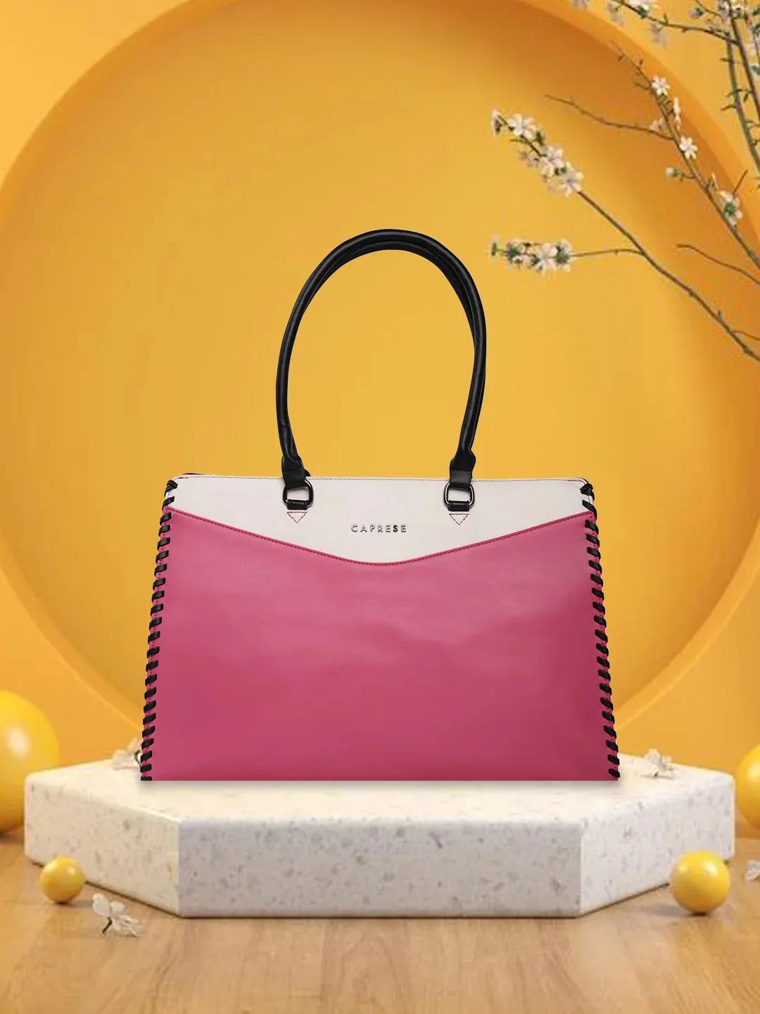 Caprese Rome Large Flamingo Laptop Satchel Bag