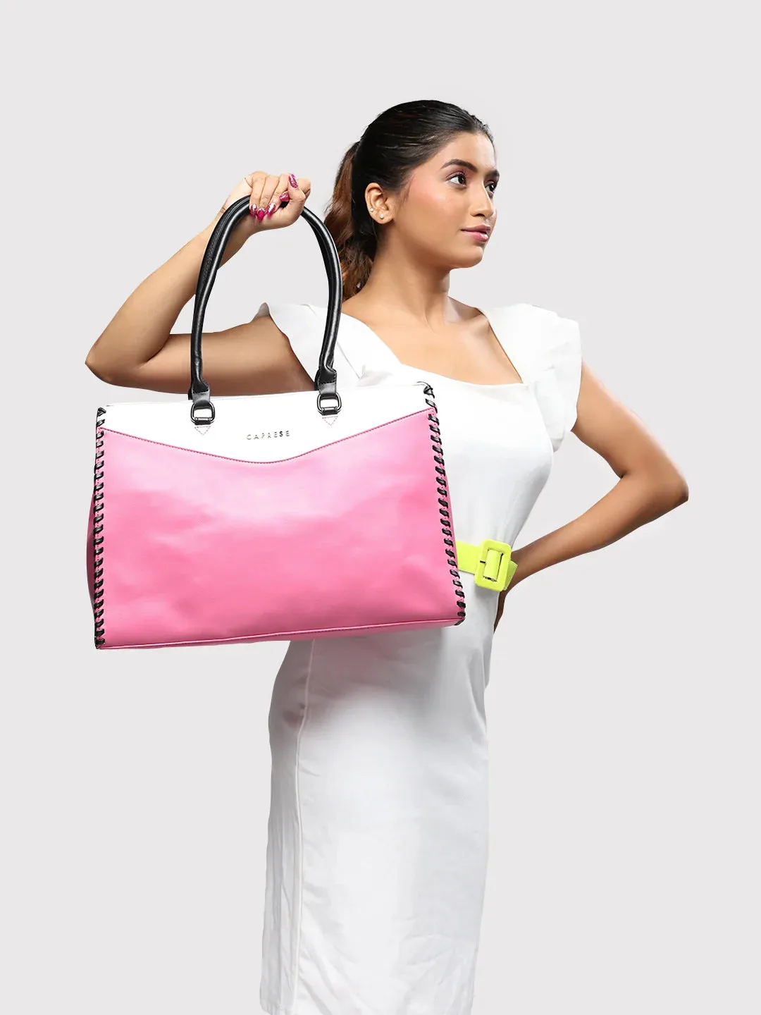 Caprese Rome Large Flamingo Laptop Satchel Bag