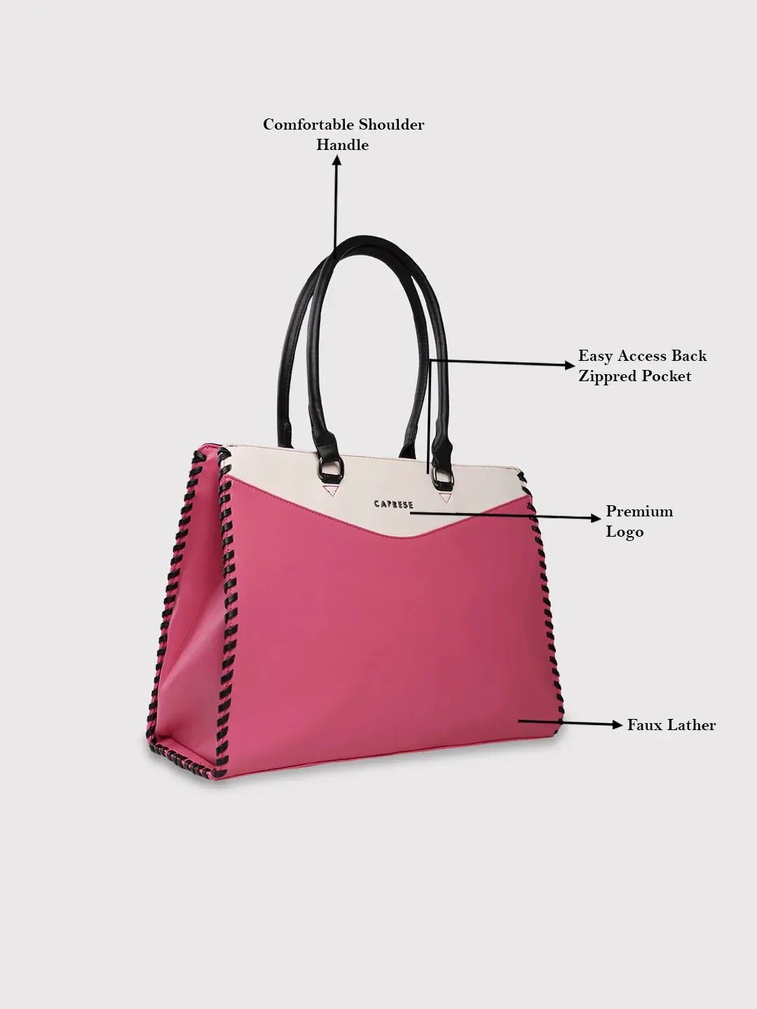 Caprese Rome Large Flamingo Laptop Satchel Bag