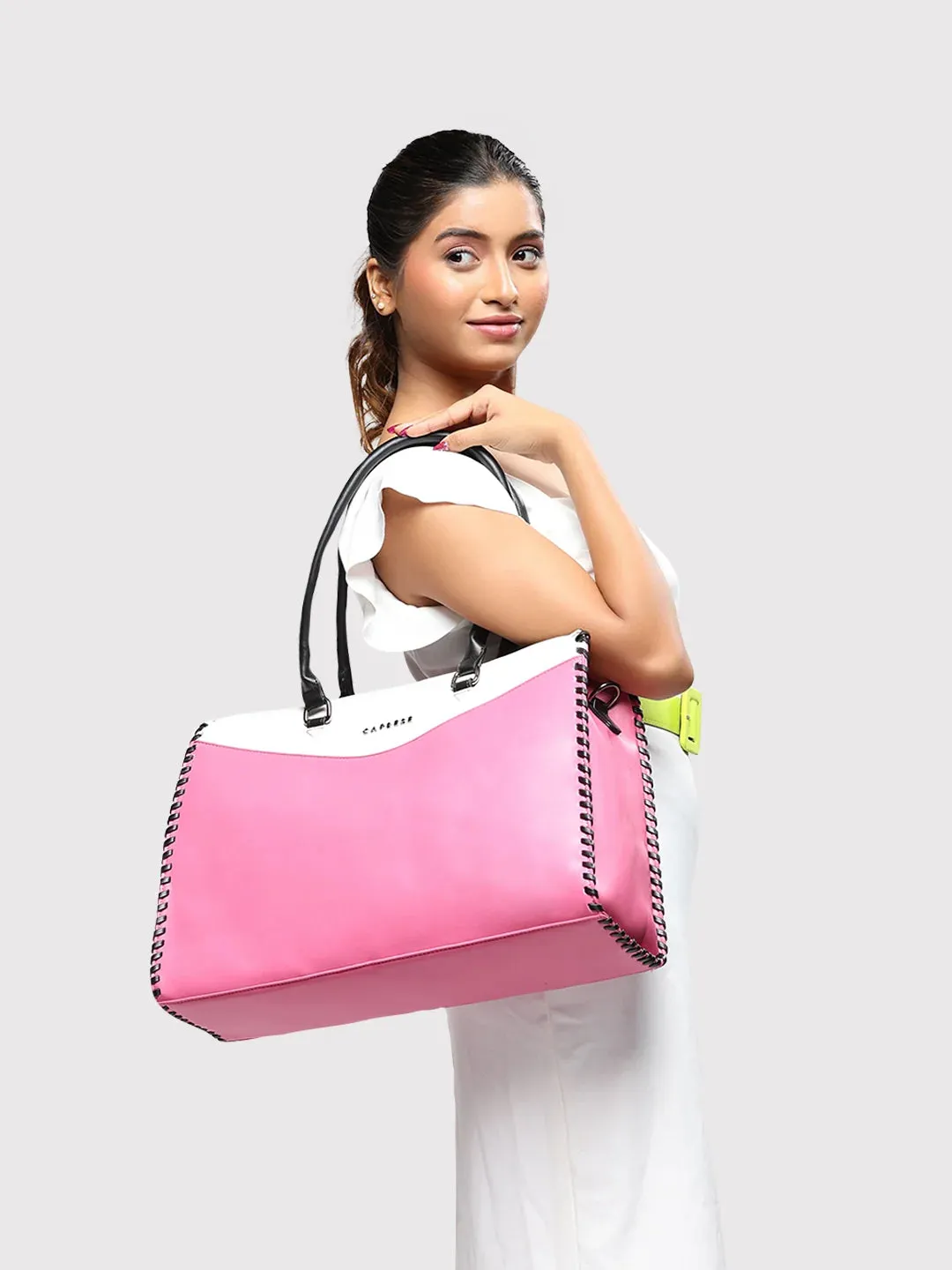 Caprese Rome Large Flamingo Laptop Satchel Bag