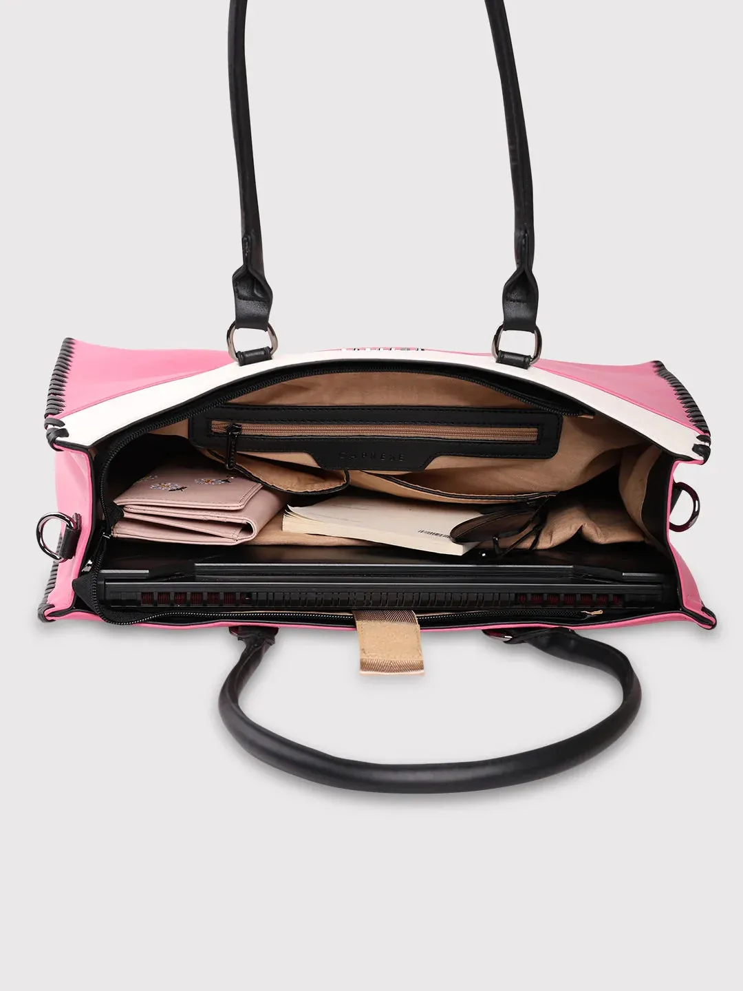 Caprese Rome Large Flamingo Laptop Satchel Bag