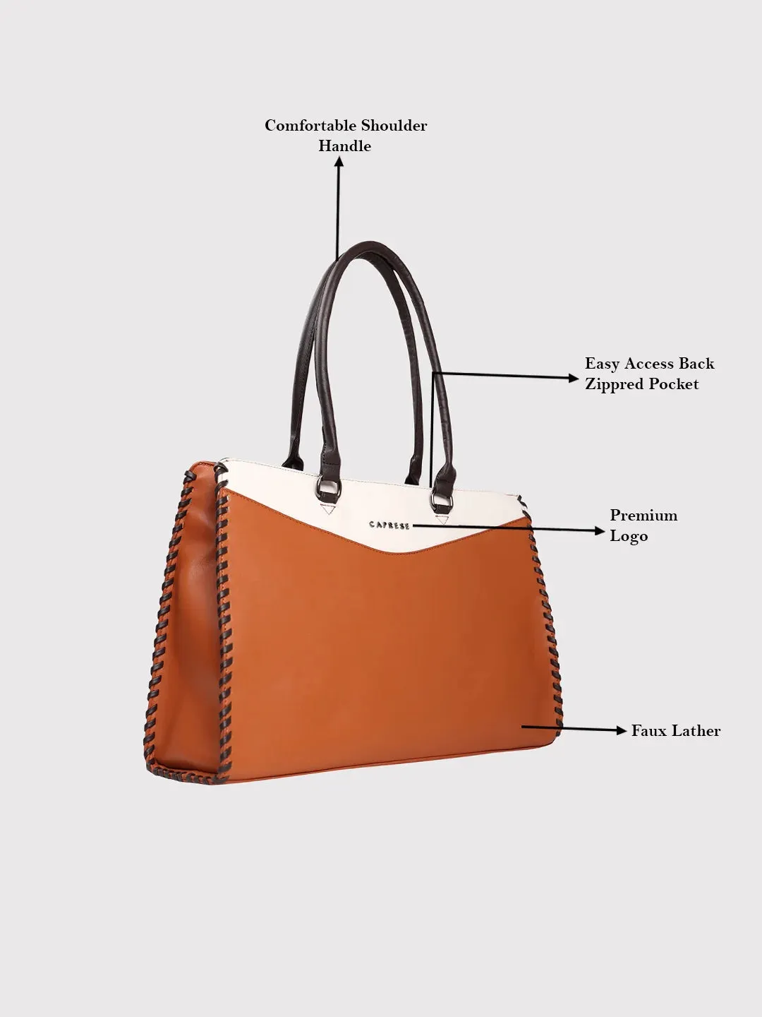 Caprese Rome Large Tan Laptop Satchel Bag