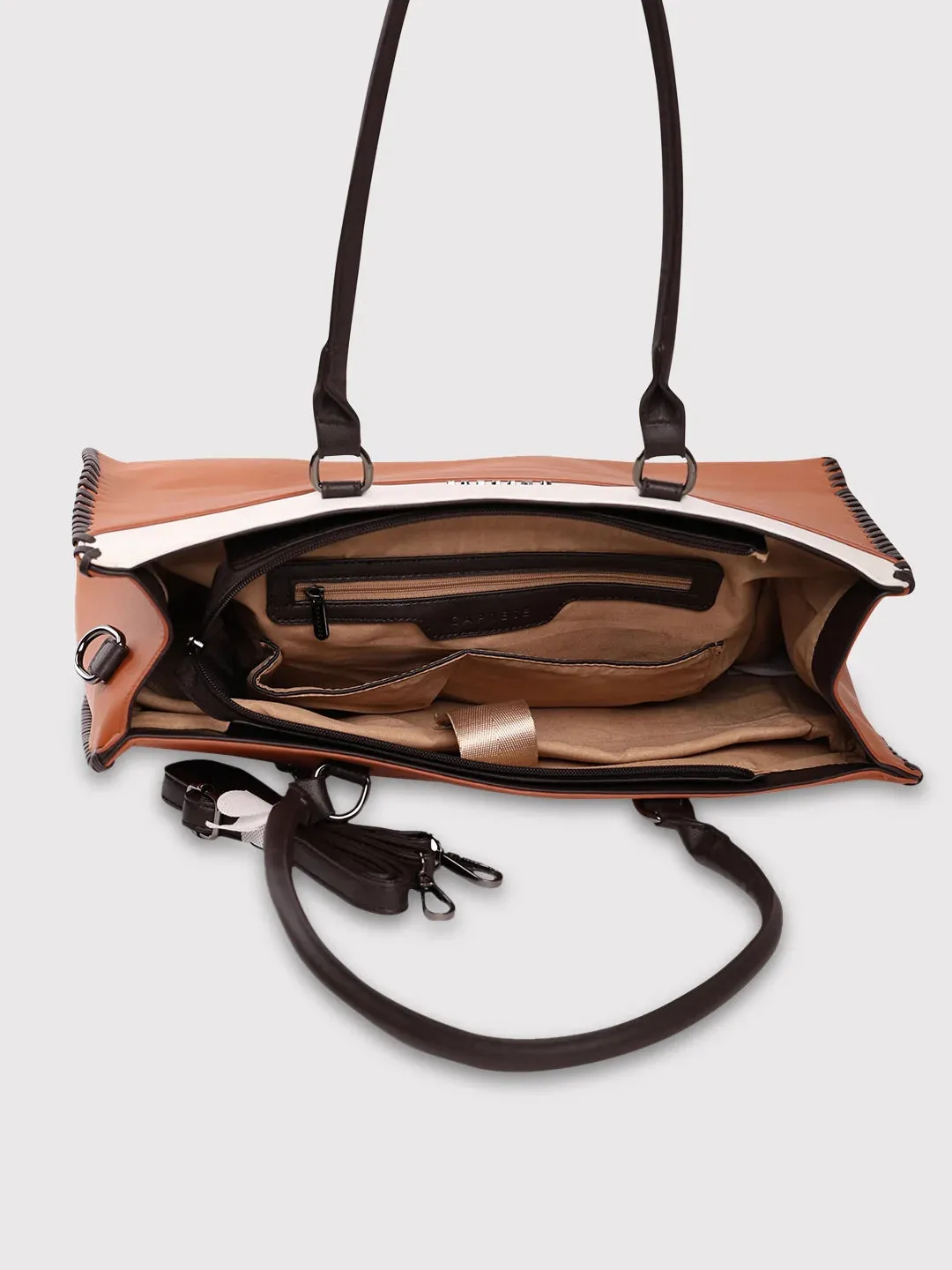Caprese Rome Large Tan Laptop Satchel Bag