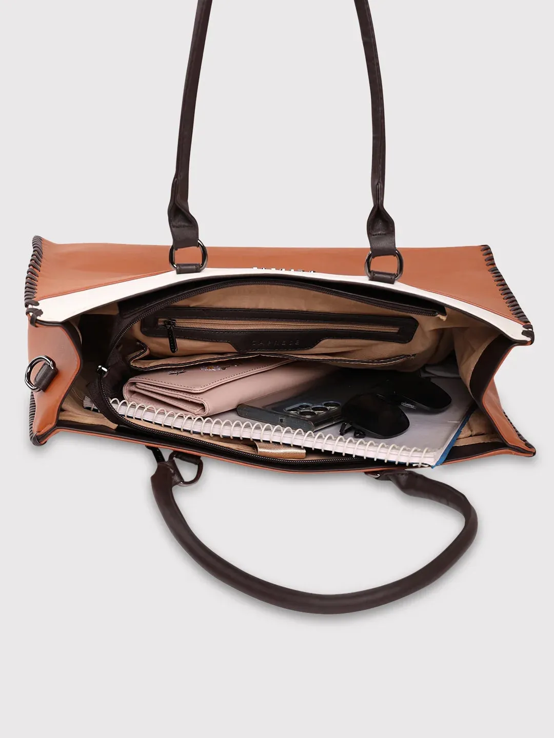 Caprese Rome Large Tan Laptop Satchel Bag