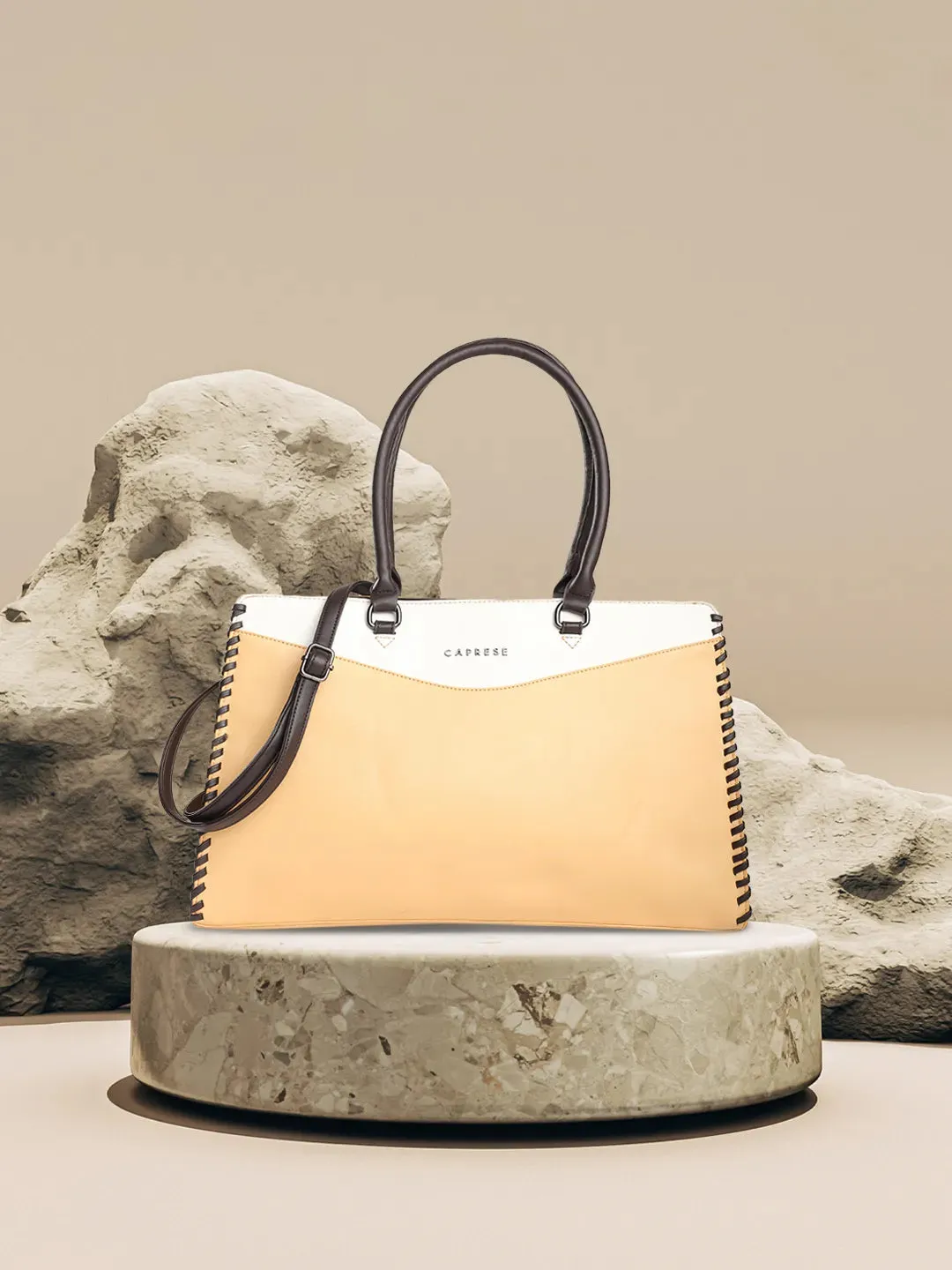 Caprese Rome Large Yellow Laptop Satchel Bag