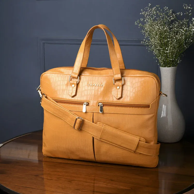 Caprese Rylee Satchel Large Yellow Laptop Bag