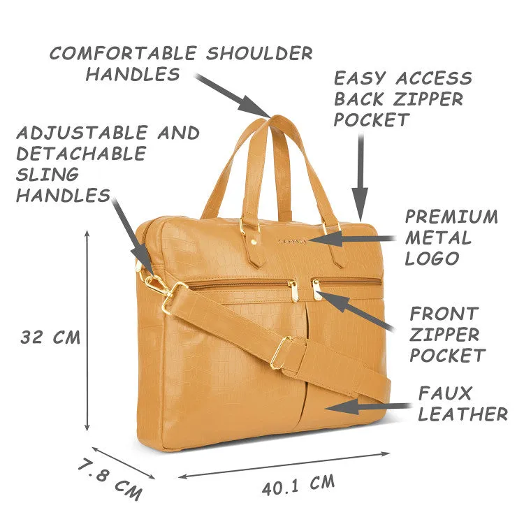 Caprese Rylee Satchel Large Yellow Laptop Bag