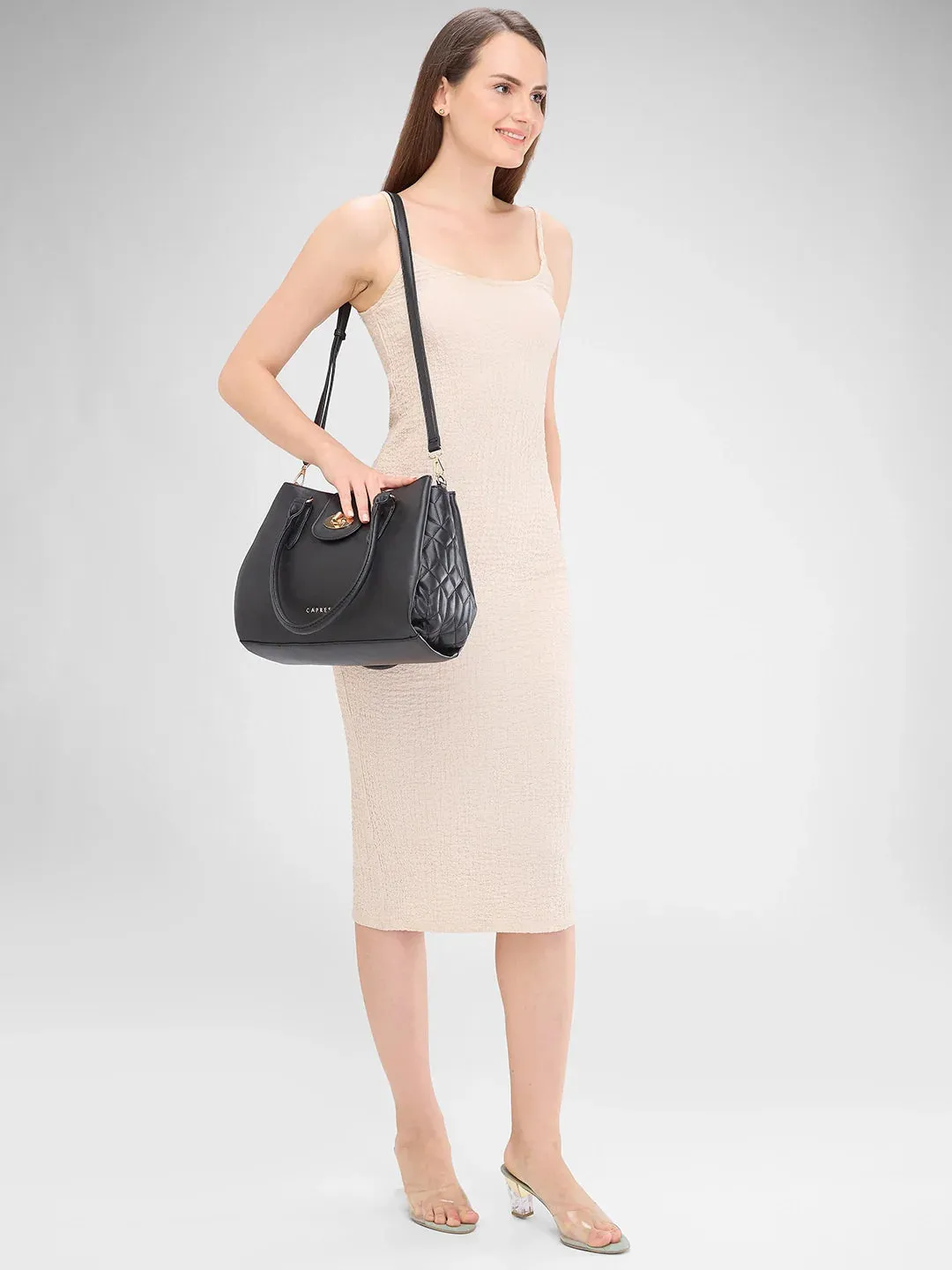 Caprese Sabrina Medium Black Satchel Bag