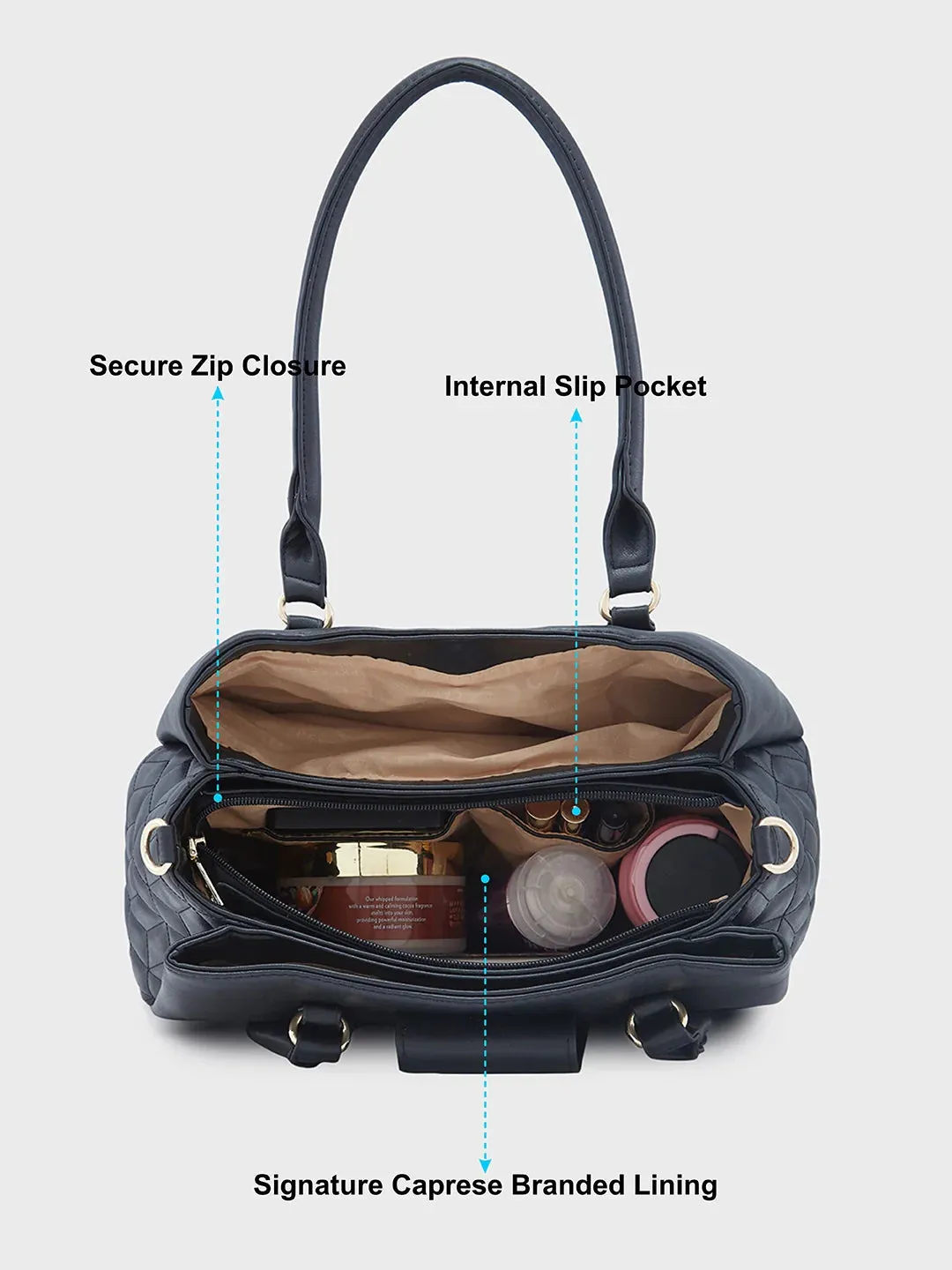 Caprese Sabrina Medium Black Satchel Bag