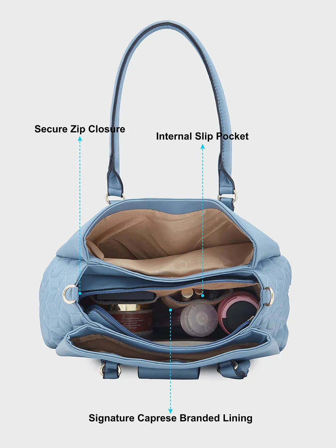 Caprese Sabrina Medium Powder Blue Satchel Bag