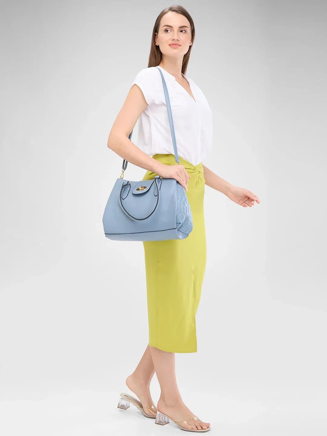 Caprese Sabrina Medium Powder Blue Satchel Bag