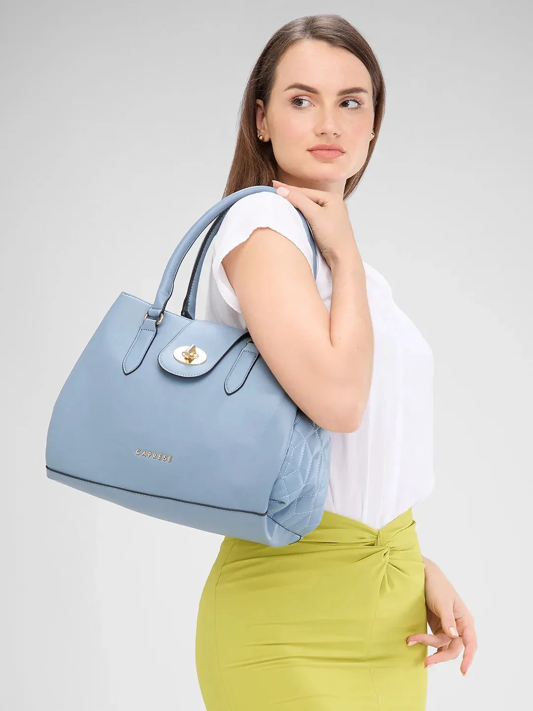 Caprese Sabrina Medium Powder Blue Satchel Bag