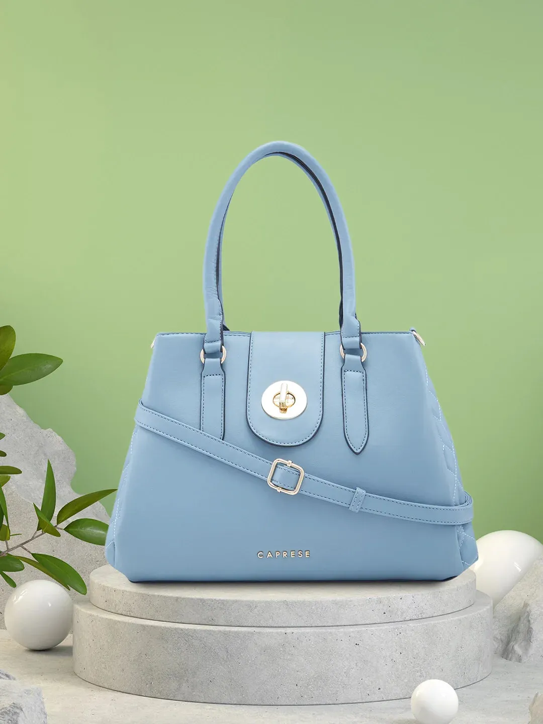 Caprese Sabrina Medium Powder Blue Satchel Bag