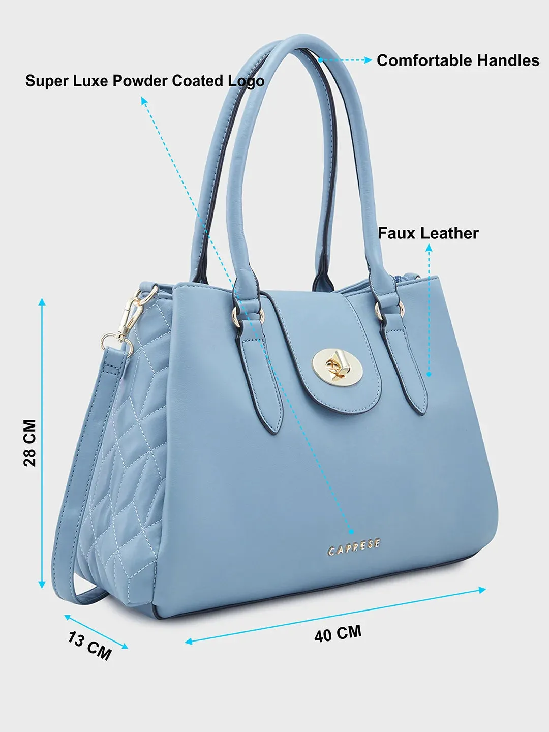 Caprese Sabrina Medium Powder Blue Satchel Bag