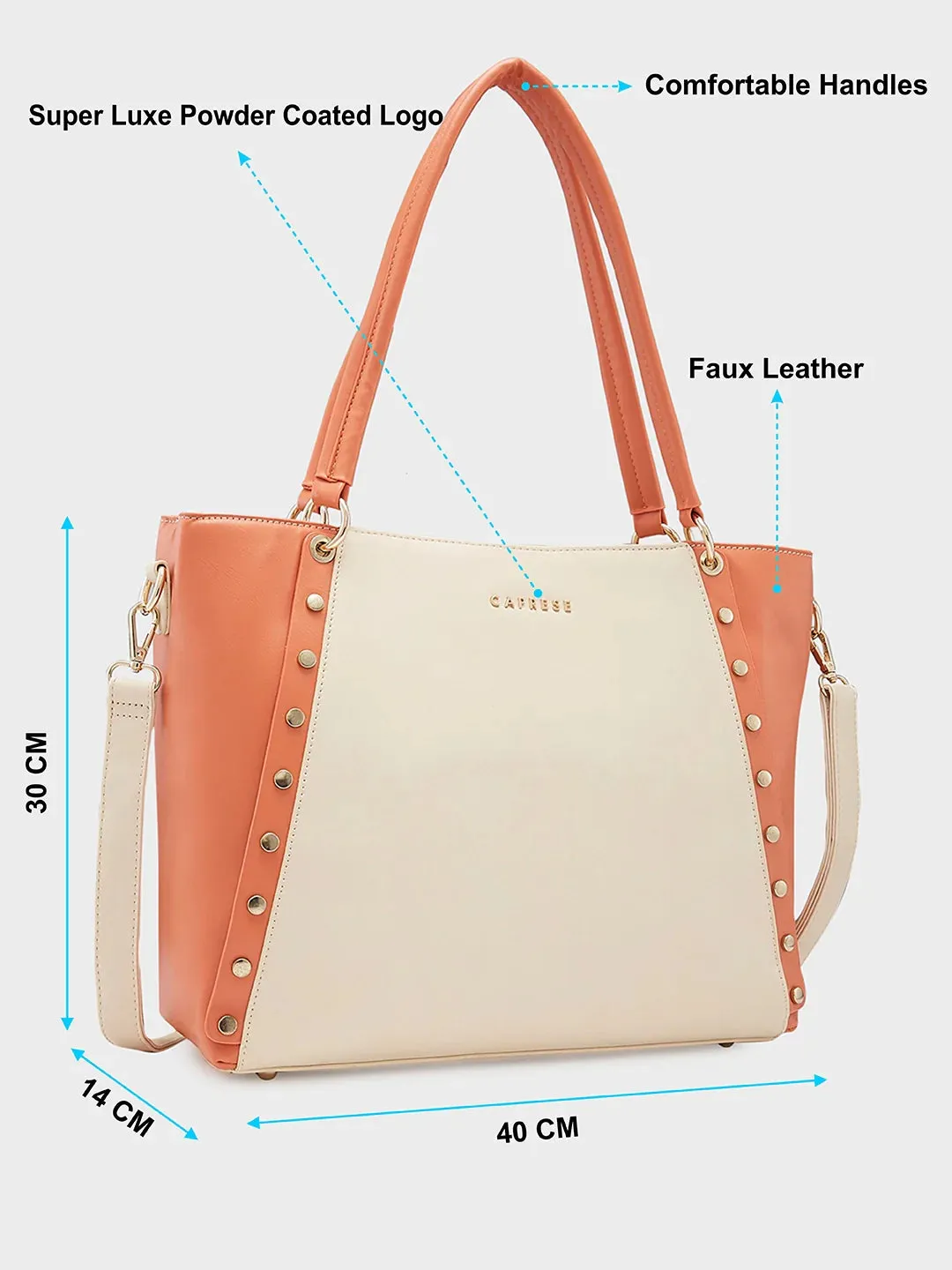 Caprese Shelby Large Beige Laptop Tote Bag