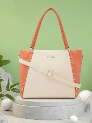 Caprese Shelby Large Beige Laptop Tote Bag