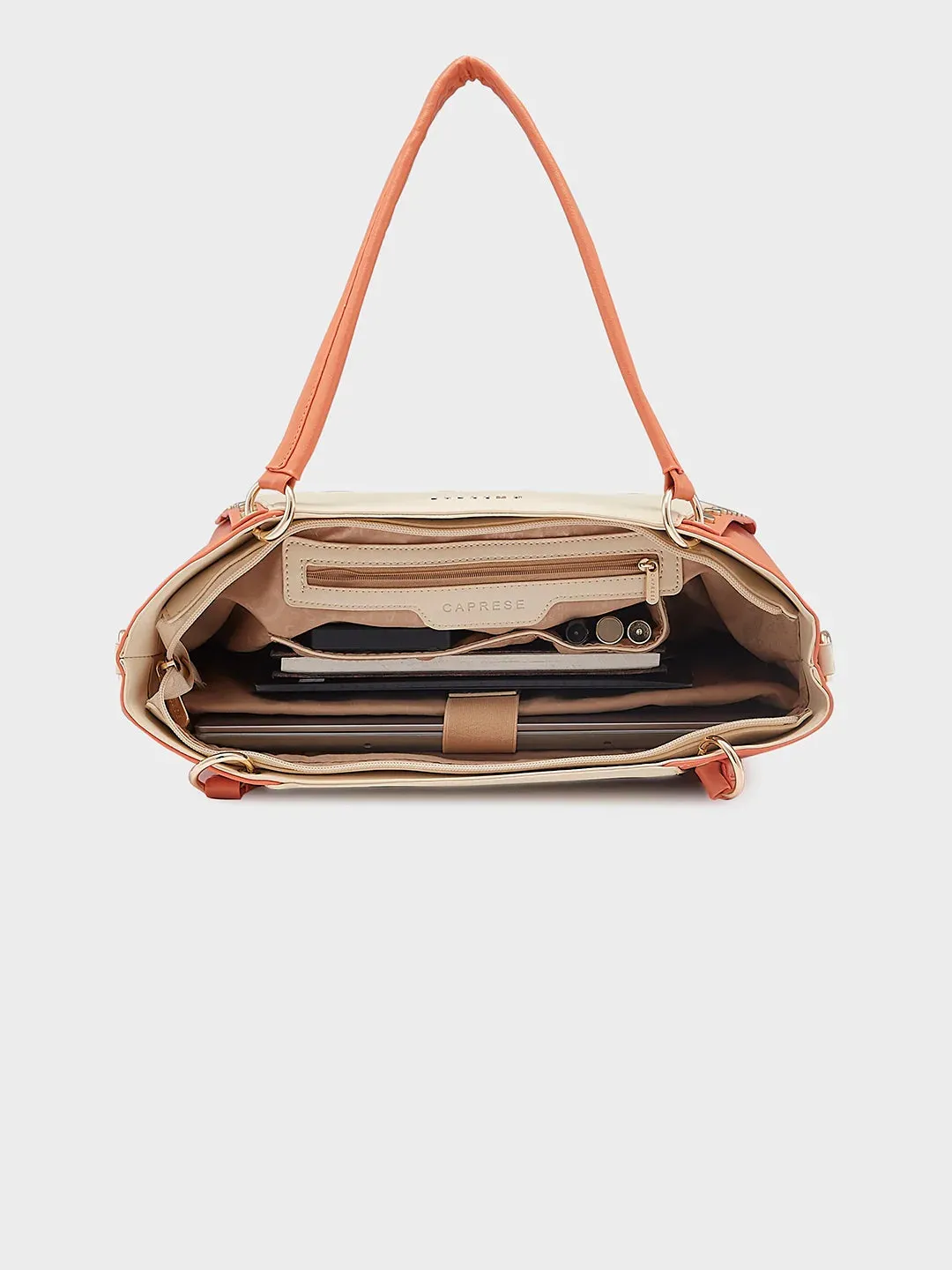 Caprese Shelby Large Beige Laptop Tote Bag