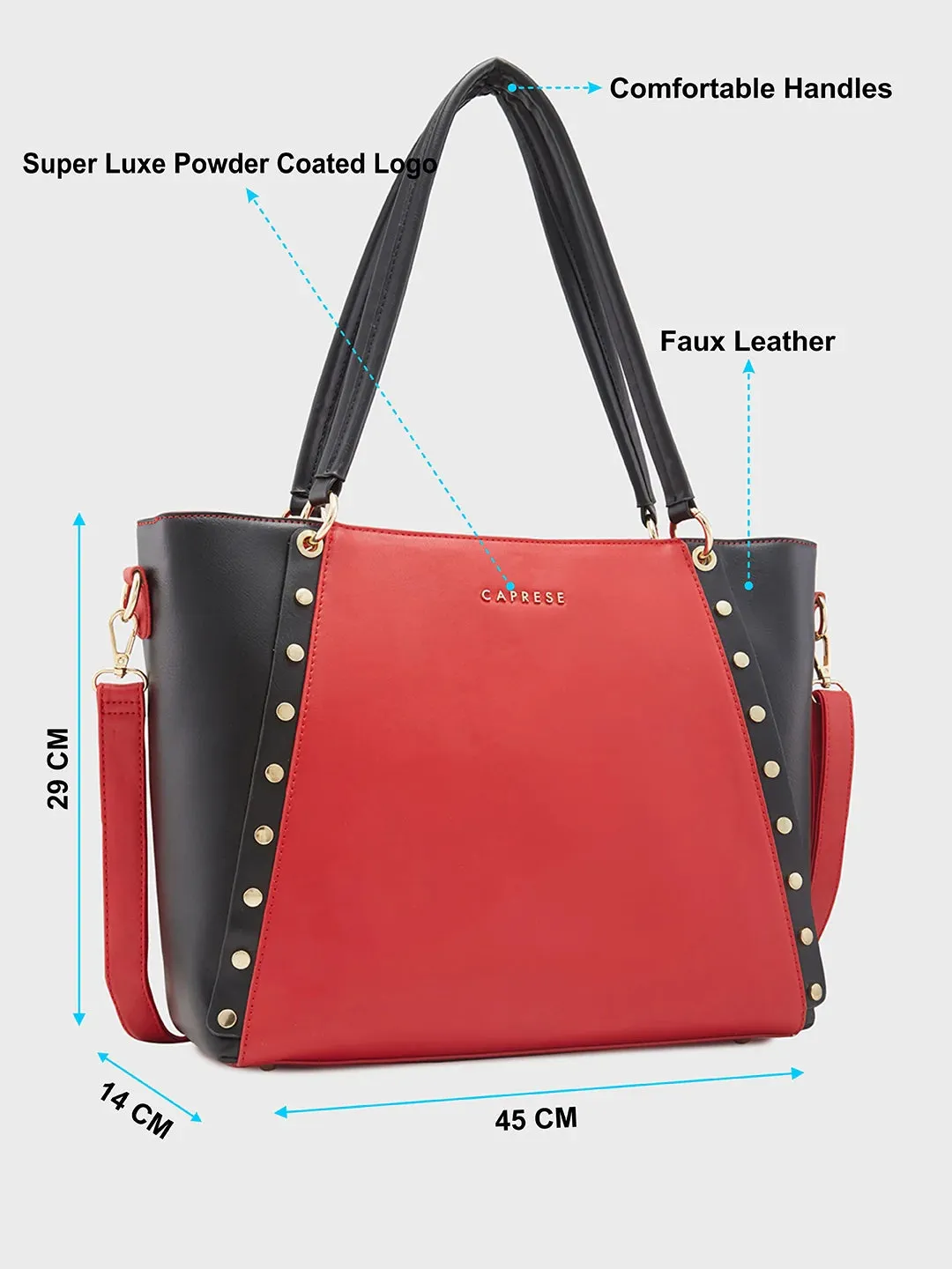 Caprese Shelby Large Red Laptop Tote Bag
