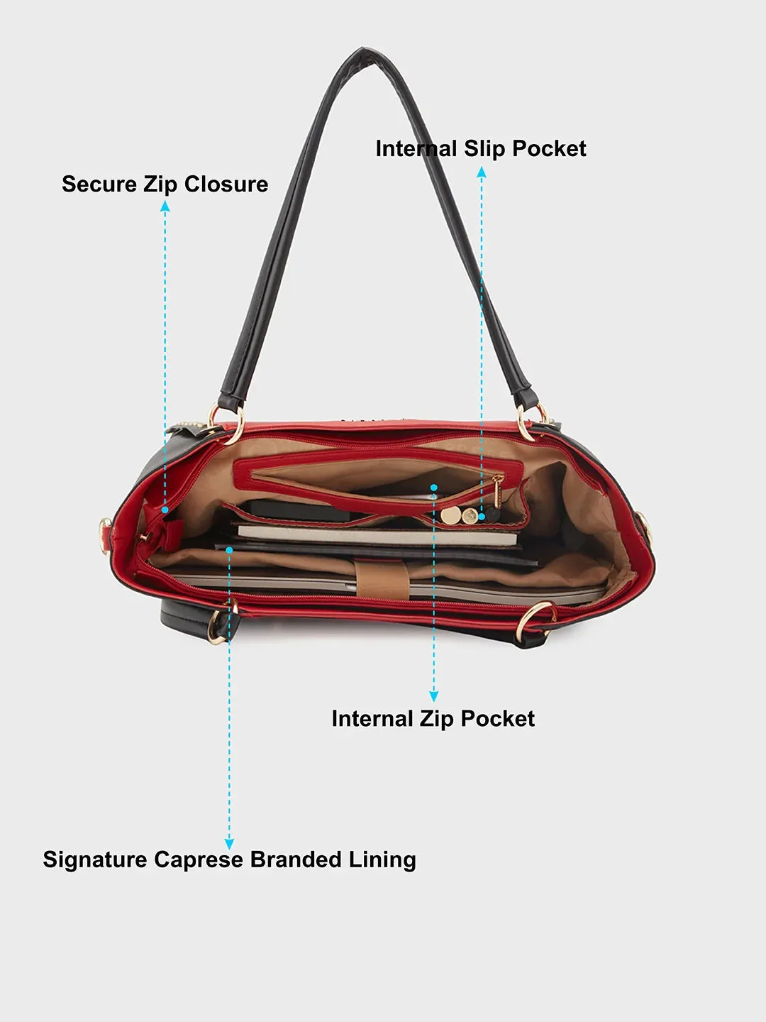 Caprese Shelby Large Red Laptop Tote Bag