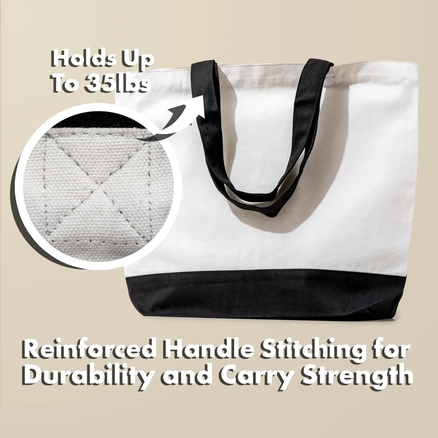 Carrywell (Not Made in China) Canvas Tote Bags In Bulk, Reusable Shopping Bags, Organic Cotton Cloth