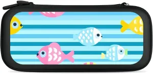Cartoon Fish Pattern Compatible with Switch Carrying Case Hard Travel Game Bag Pouch with 15 Games Accessories
