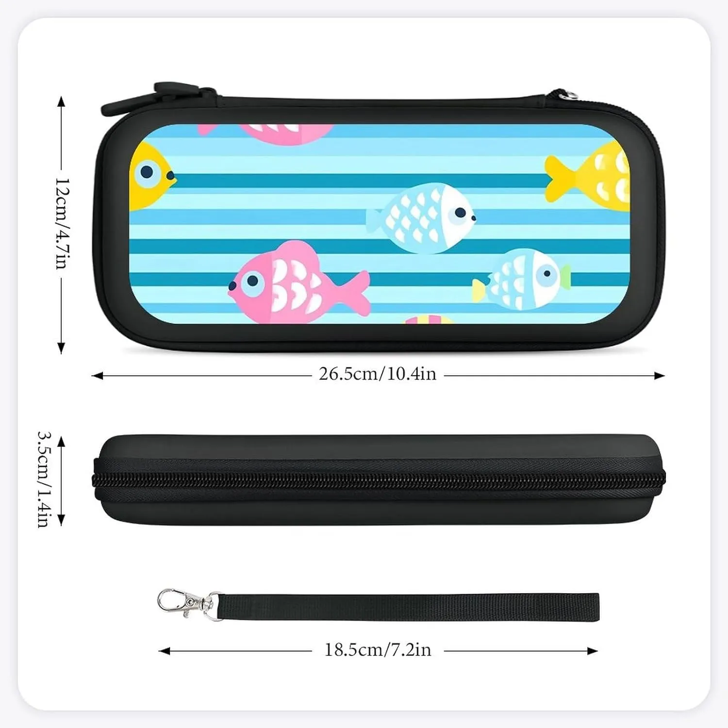 Cartoon Fish Pattern Compatible with Switch Carrying Case Hard Travel Game Bag Pouch with 15 Games Accessories