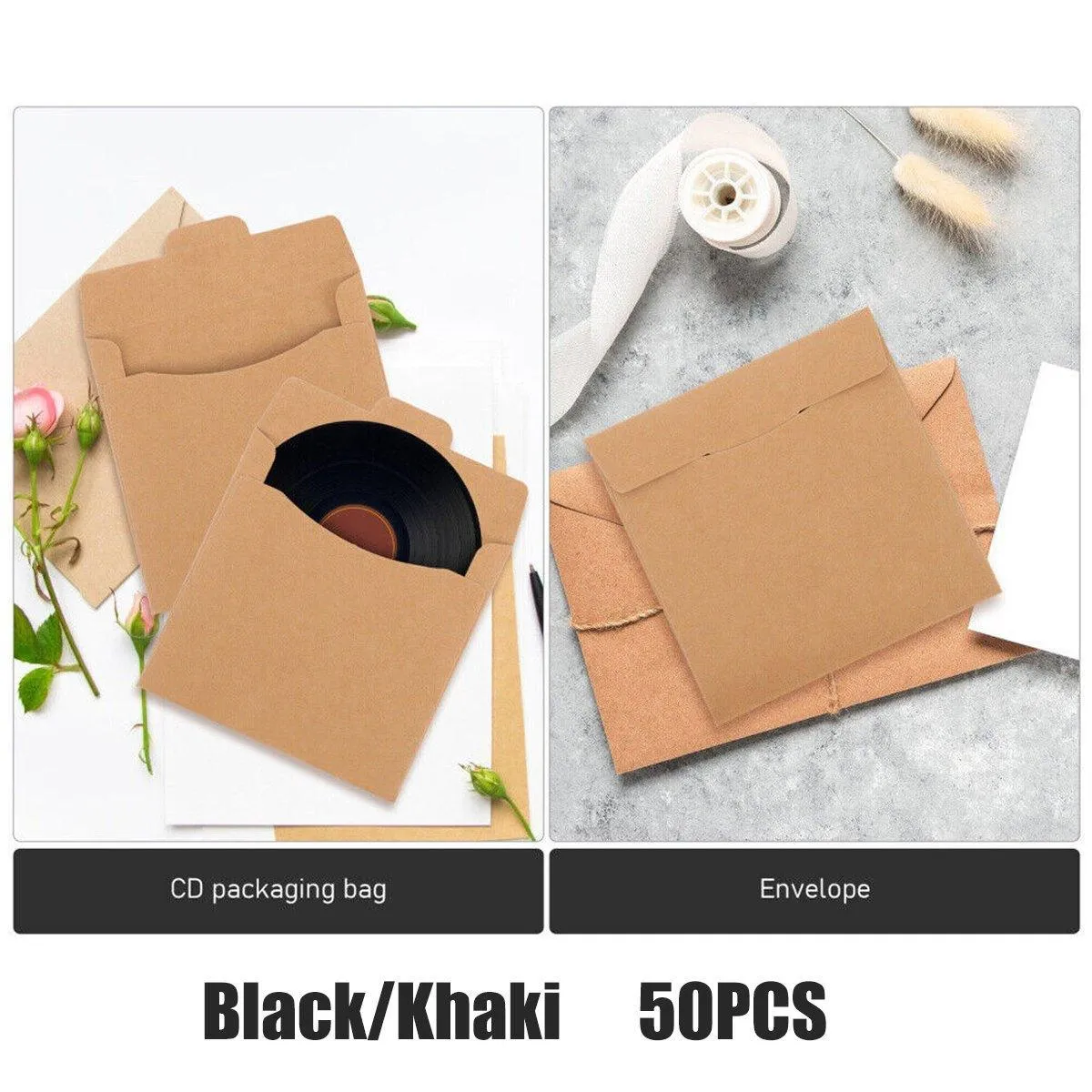 CD DVD Paper Sleeves Kraft Paper Paper Cases 50PCS
