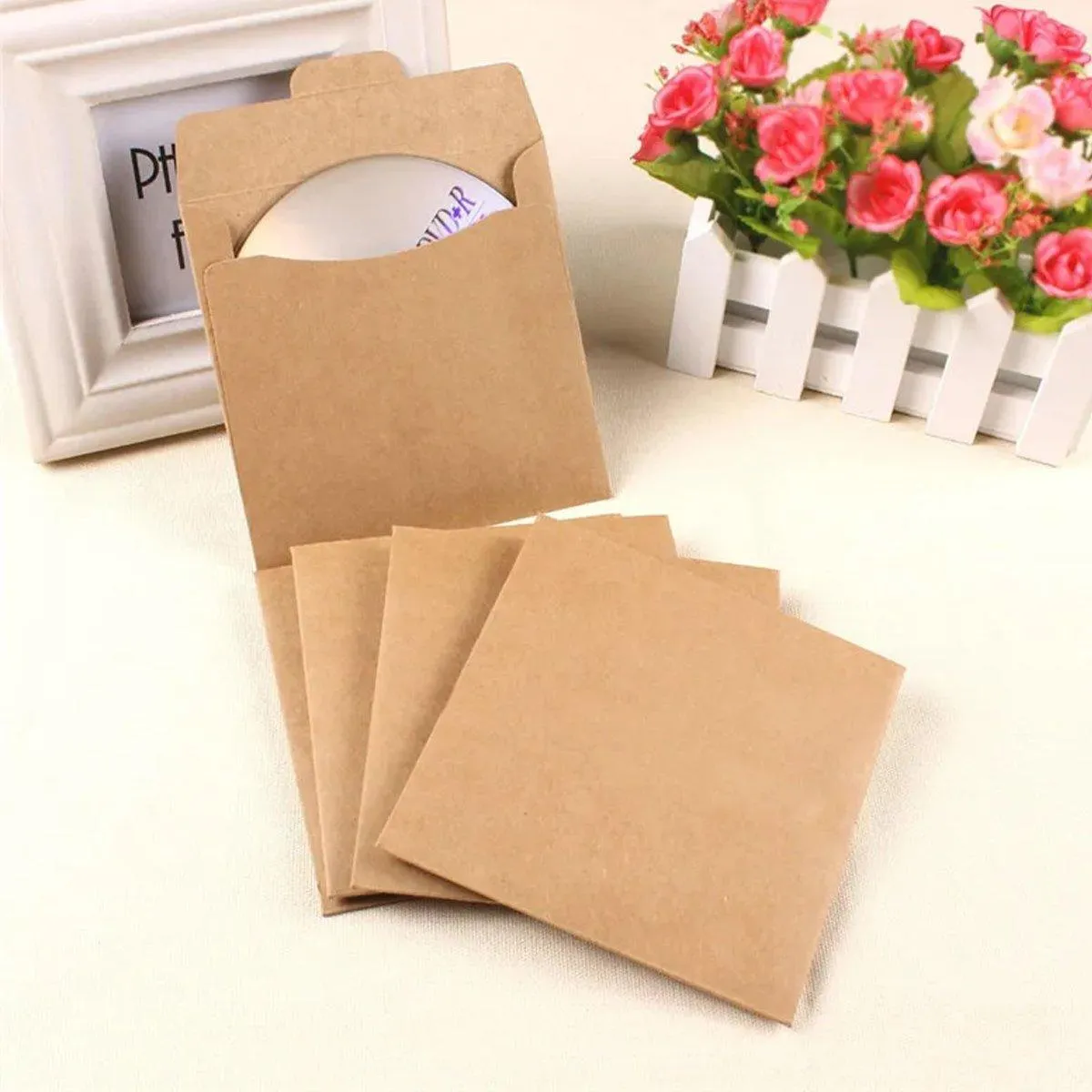 CD DVD Paper Sleeves Kraft Paper Paper Cases 50PCS