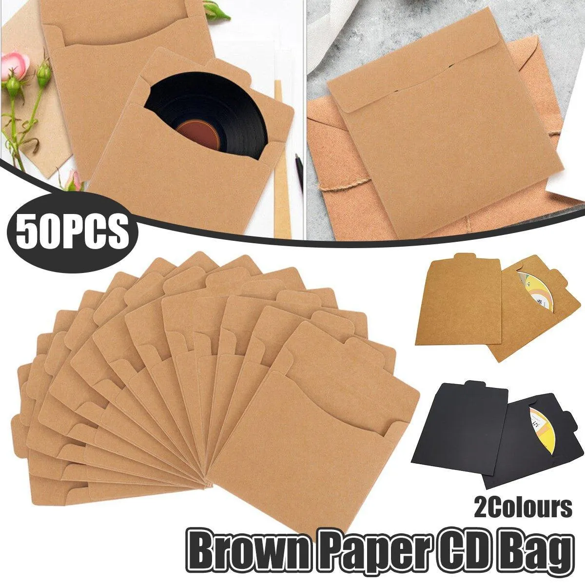 CD DVD Paper Sleeves Kraft Paper Paper Cases 50PCS