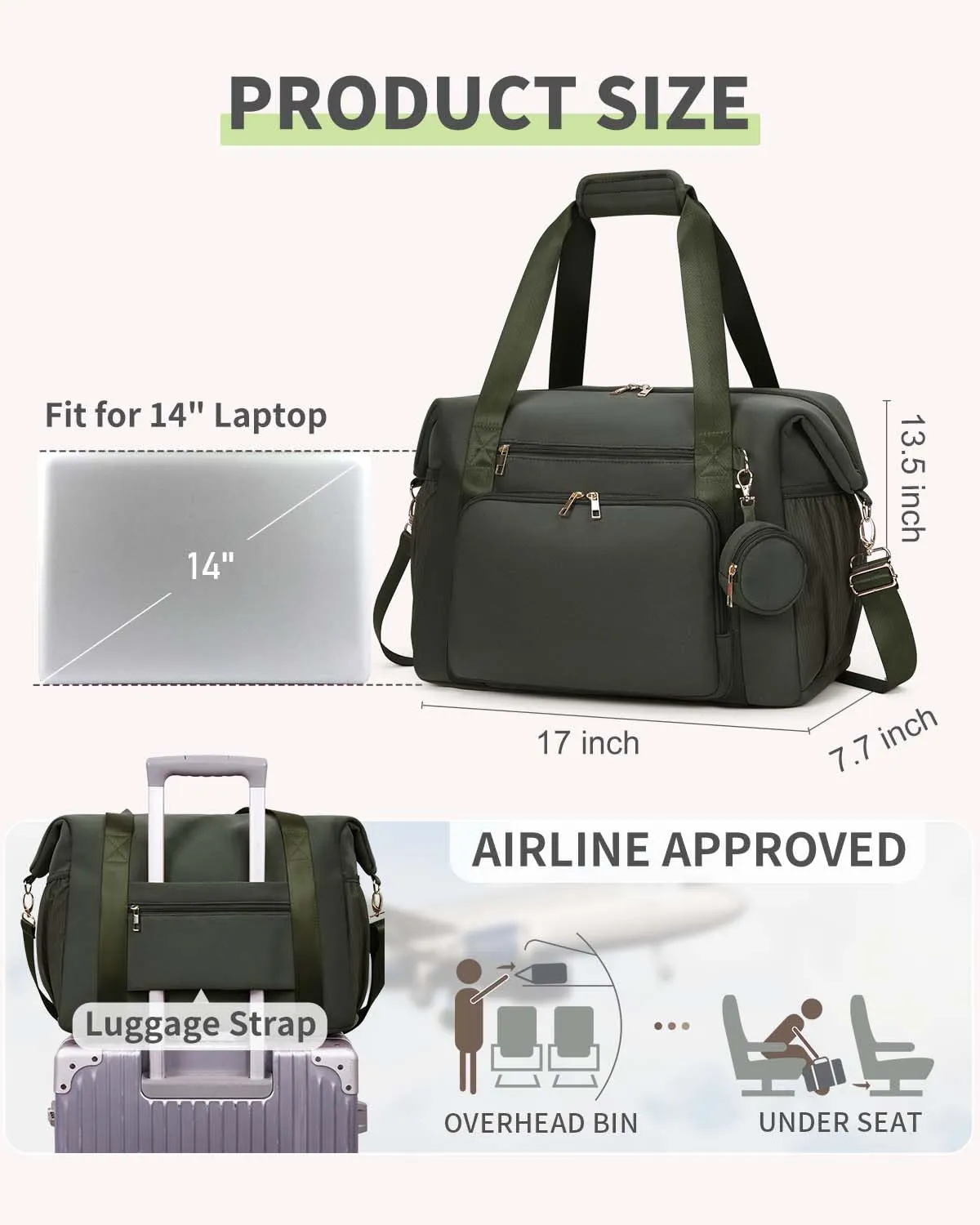 CEI-CEI Diaper Bag Tote Neoprene Mothers Day Gifts Waterproof Large Travel Baby Bags for Mom and Dad with Pacifier Case and Changing Pad Maternity Hospital Totes with Stroller Strap (Army Green)