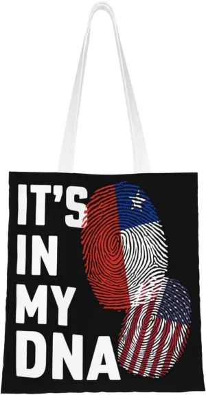 Chile It's in My DNA Tote Bag for Women Canvas Shopping Bags Reusable Beach Bag Grocery Bags Tote Shoulder Bag Gift Bags