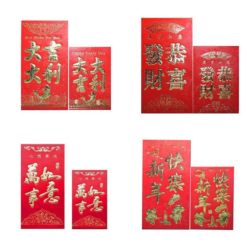 Chinese New Year Red Envelope 6PCS 4Styles 2Sizes